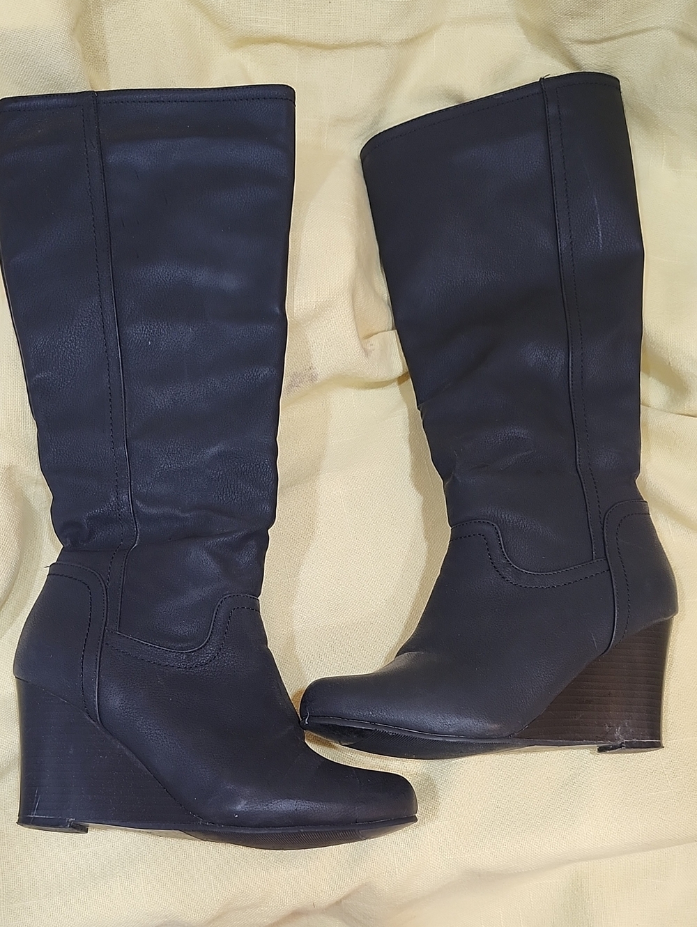 Women’s Black Wedge Knee-High Boots